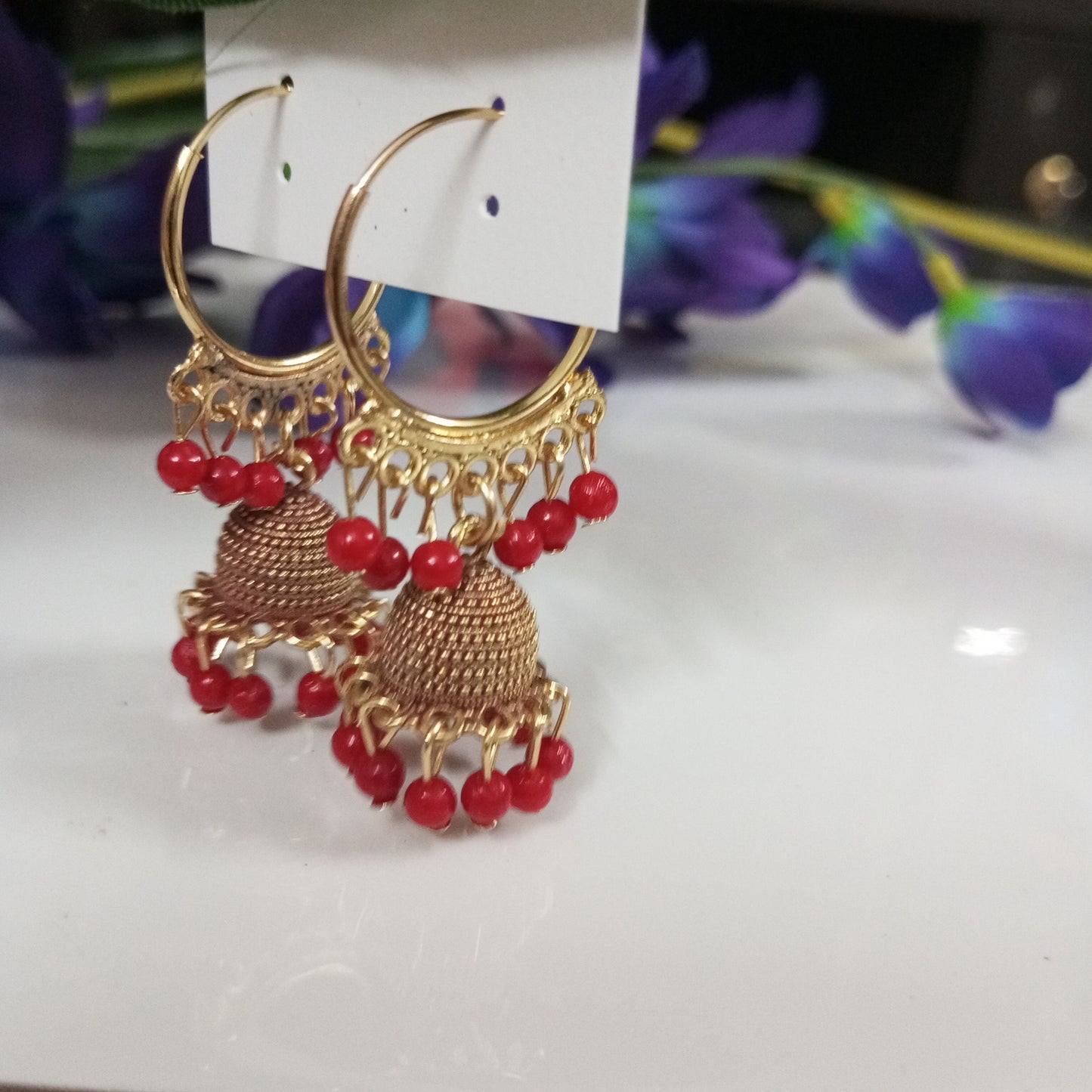 Oxidised Hoop with Jhumka Earrings