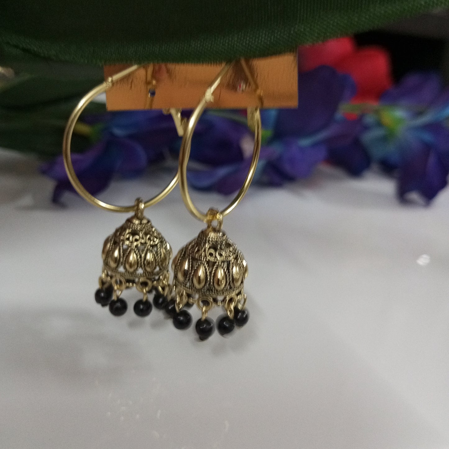 Oxidised Hoop Ruhi Jhumka Earrings
