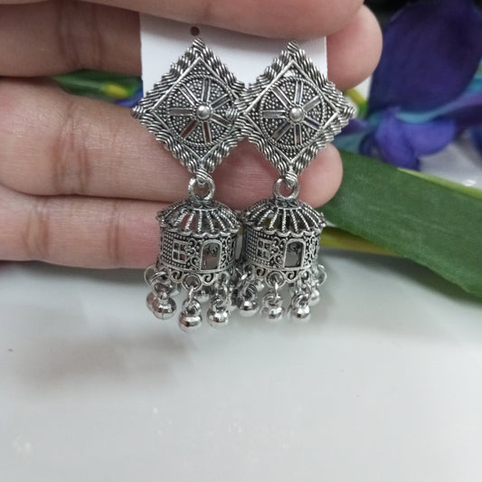 Oxidised Ruhiat Jhumka Earrings