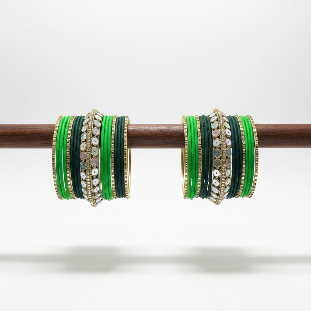 Green Metal Bangle Set_RDTLGDG