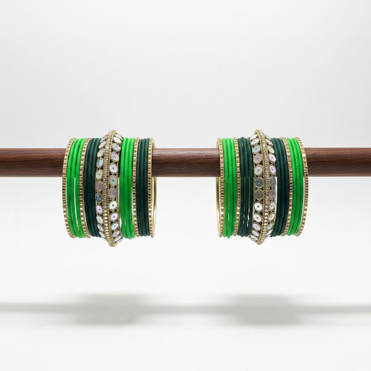 Green Metal Bangle Set_RDTLGDG