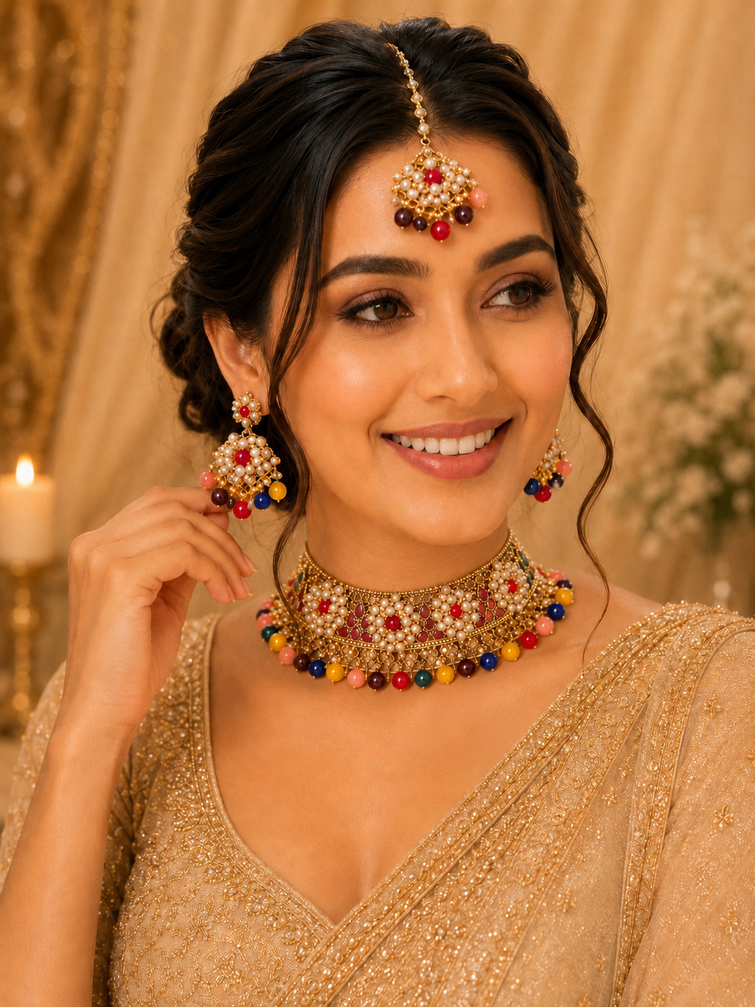Multicolor Choker Necklace Set