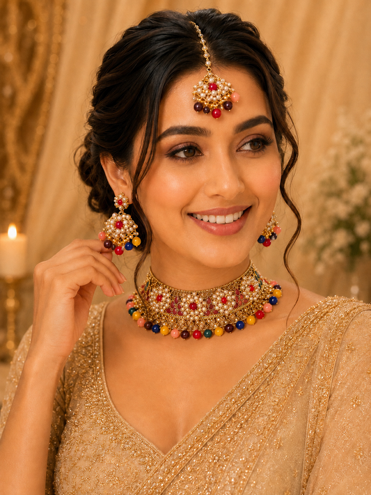 Multicolor Choker Necklace Set