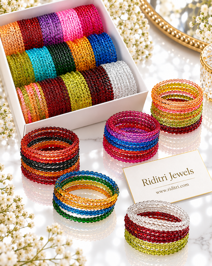 Viral Crystal Maggie Jelly Glass Bangles Box – 20 Colors