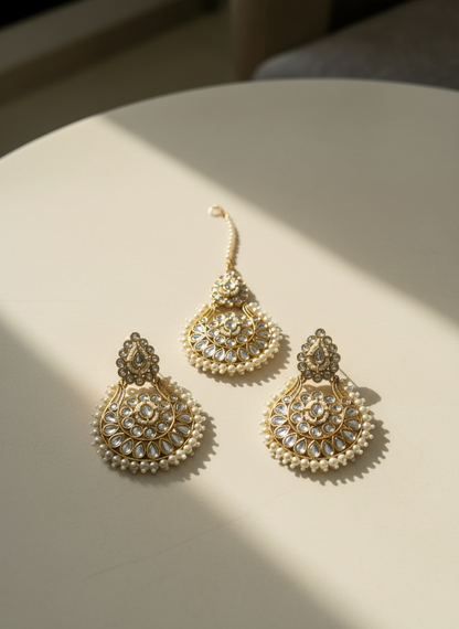 Mohini Earrings with Maang Tika