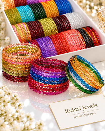 Viral Crystal Maggie Jelly Glass Bangles Box – 20 Colors