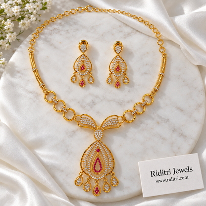 Roshni Gold Plated Pendant Necklace Set