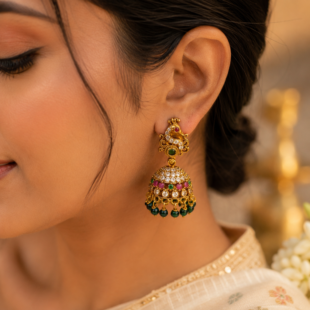 Morni Jhumki-Green