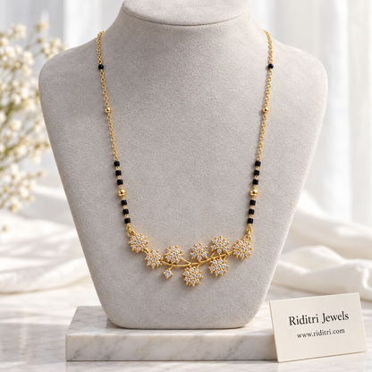Bahaar anti-tarnish flower vine mangalsutra with AD stone flowers on a gold branch