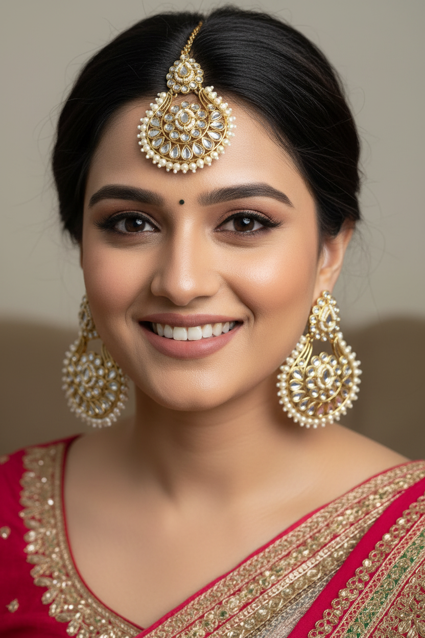 Mohini Earrings with Maang Tika