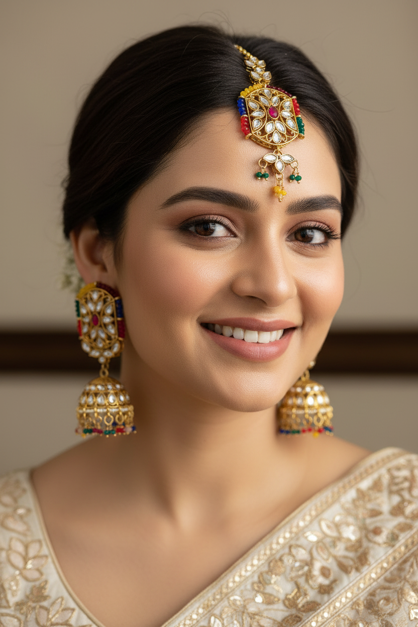 Mihini Earrings with Maang Tika