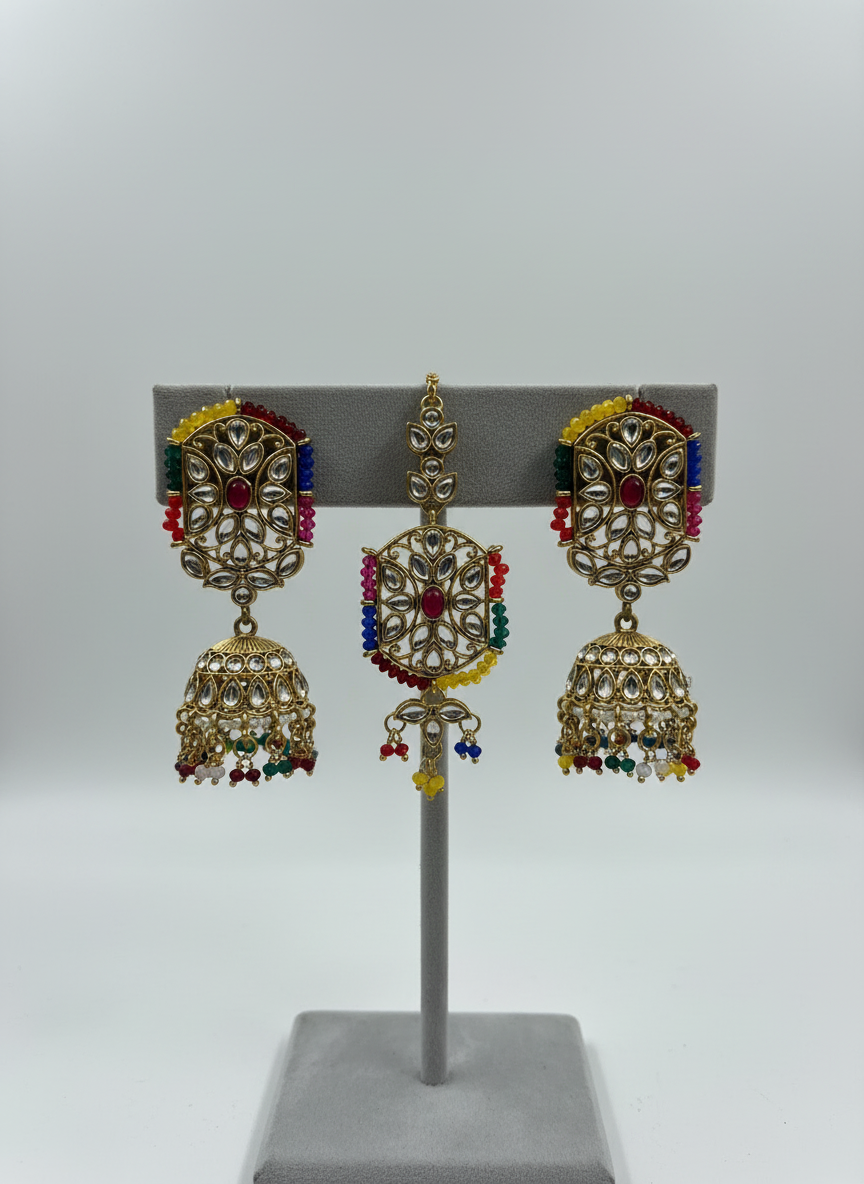 Mihini Earrings with Maang Tika