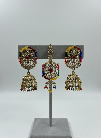 Mihini Earrings with Maang Tika