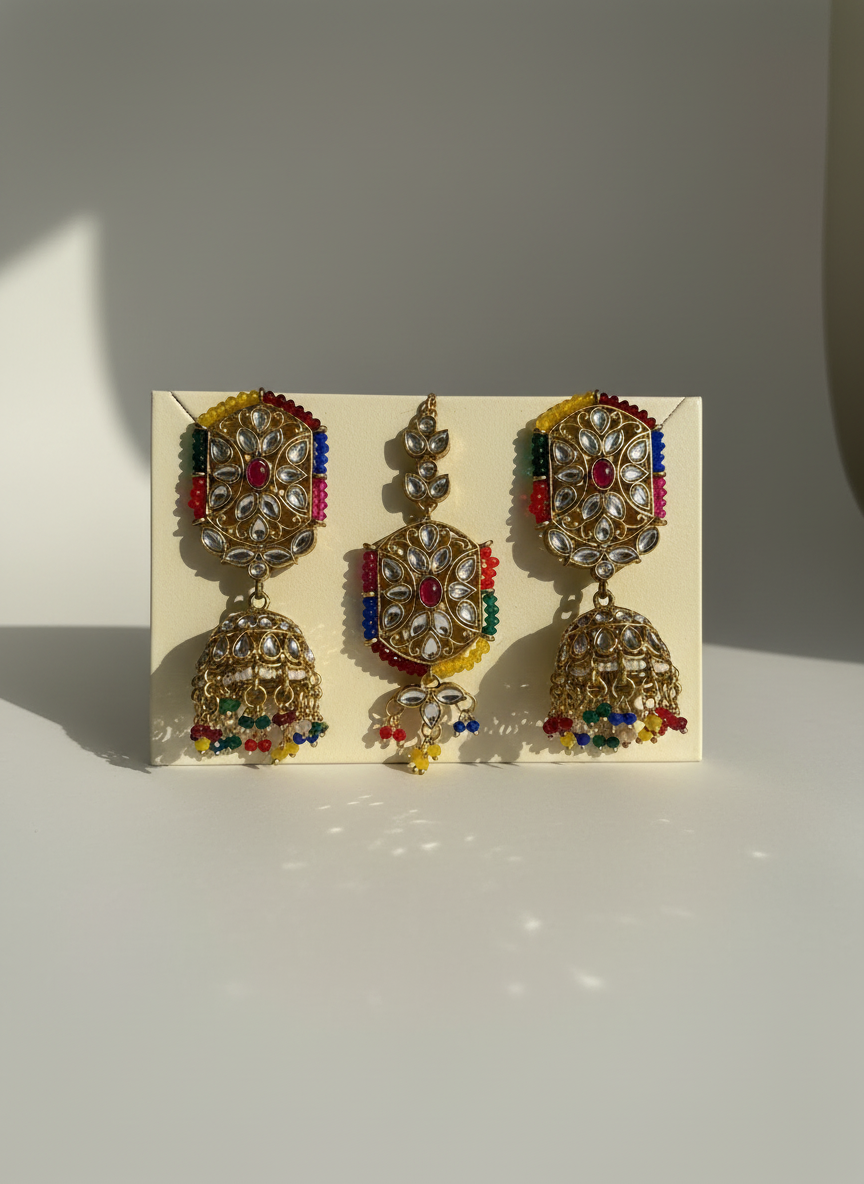 Mihini Earrings with Maang Tika