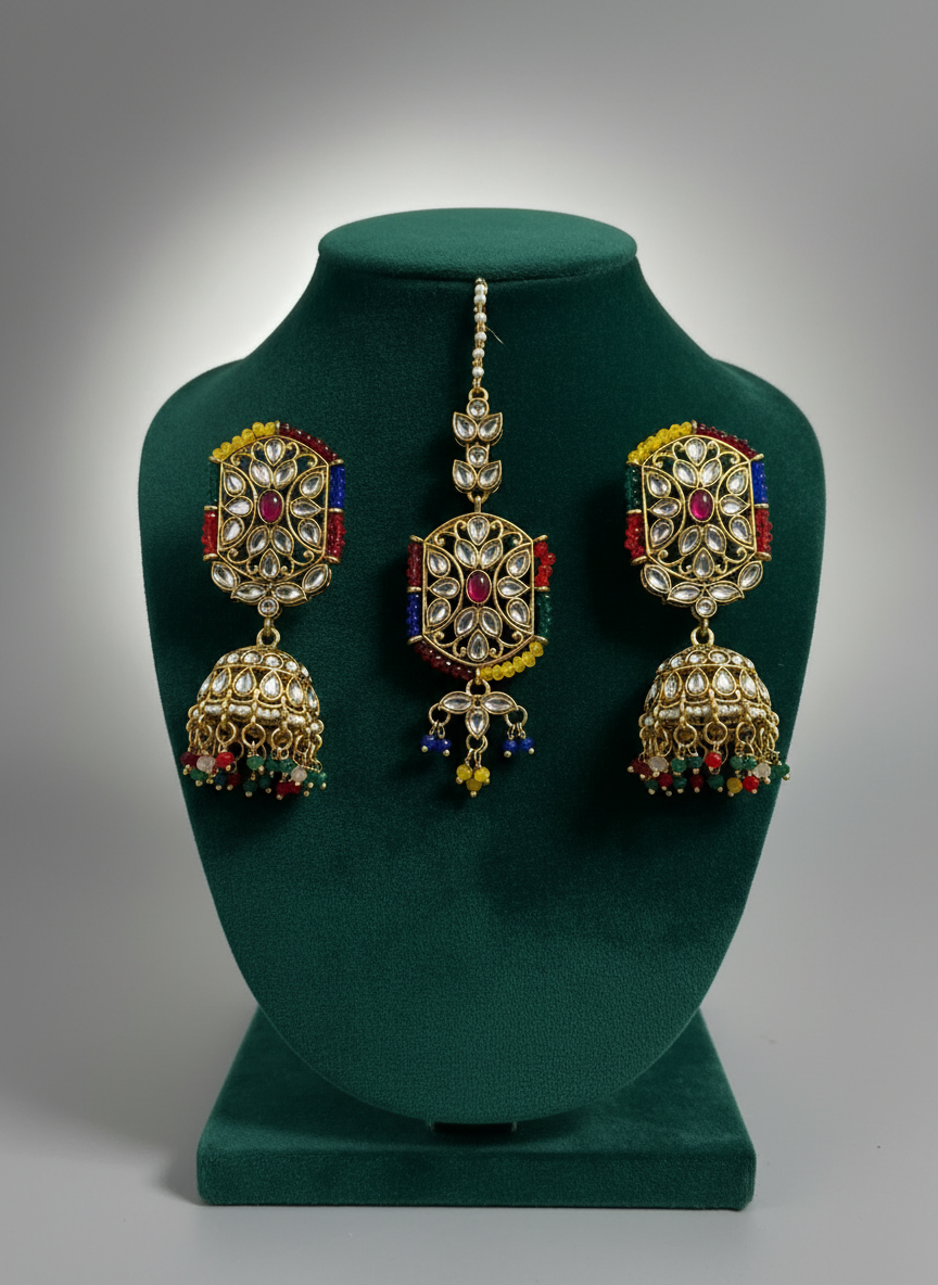 Mihini Earrings with Maang Tika