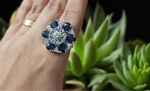 Havel Blue American Diamond Ring