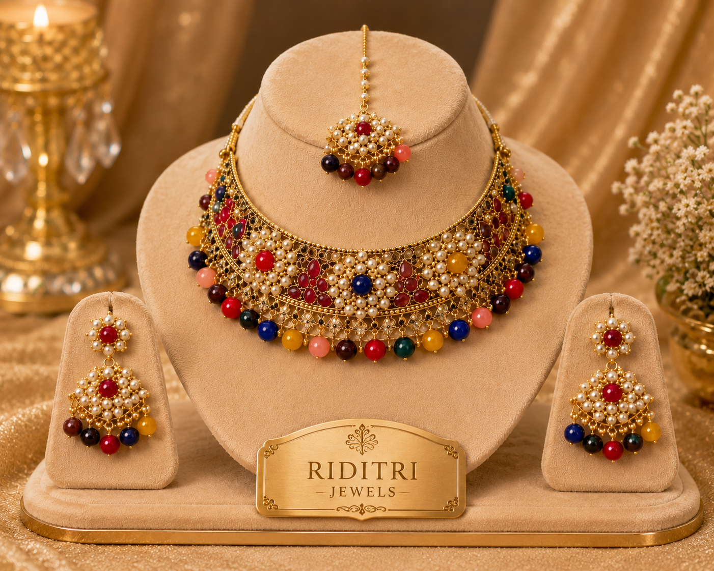 Multicolor Choker Necklace Set