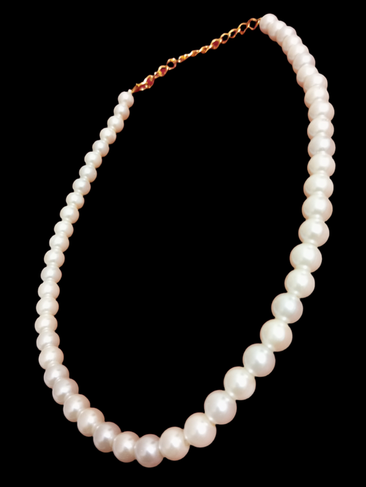 Round Pearl Necklace Single Line