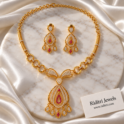 Gulnaar Gold Plated Teardrop Necklace Set
