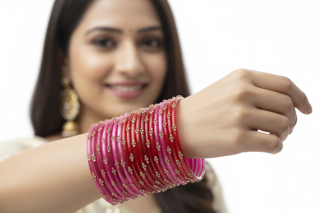 Raindrop Glass Bangles Set Gyana