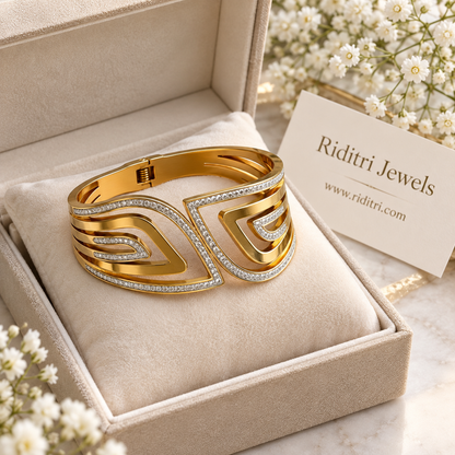 Aura Echo layered CZ bracelet in waterproof stainless steel by Riditri Jewels