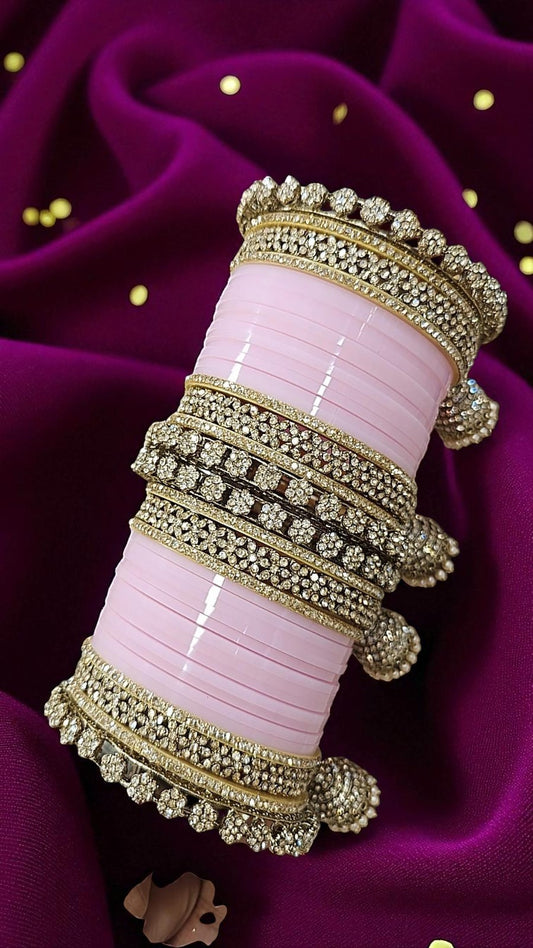 Bridal Chooda Baby Pink Bangles Set