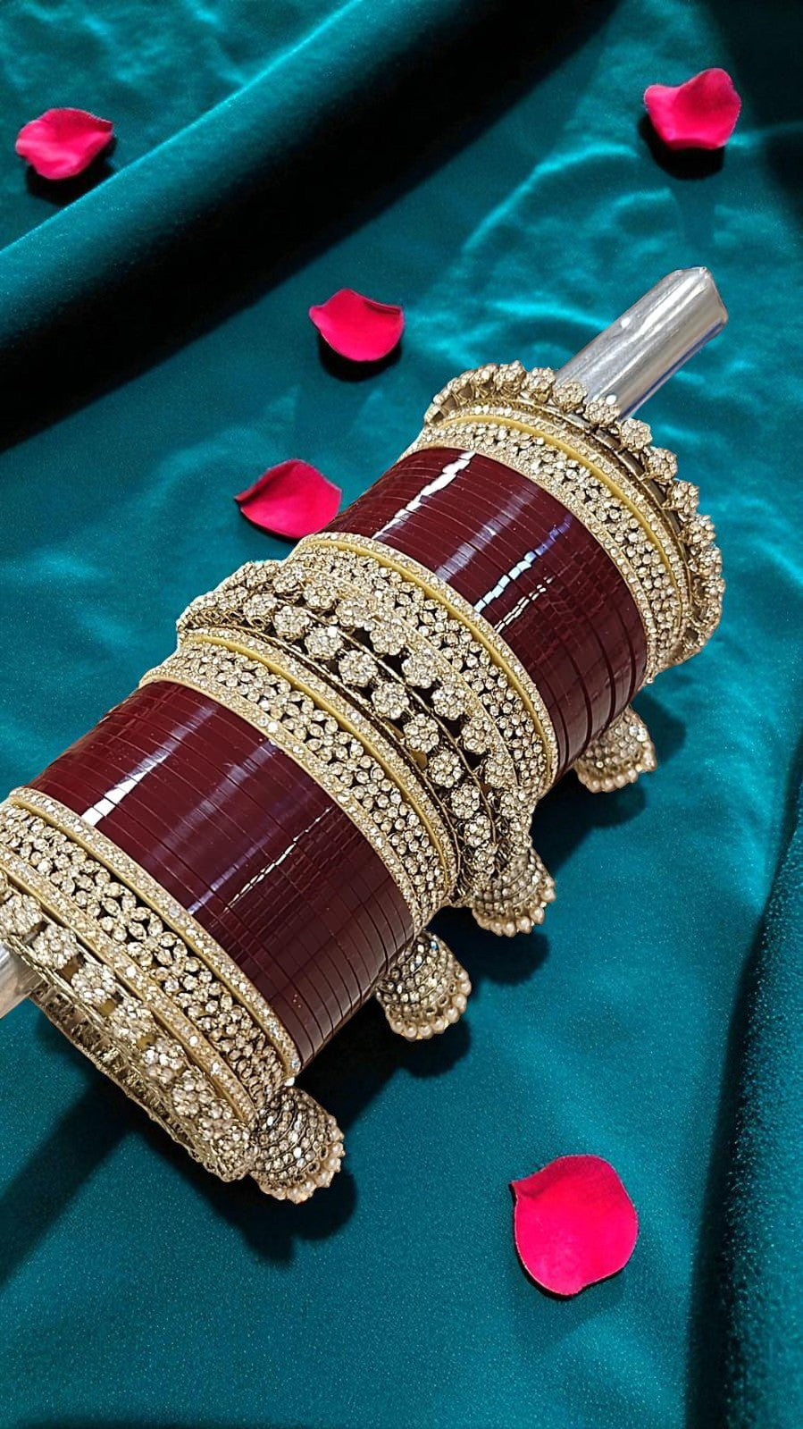 Bridal Chooda Maroon Bangles Set