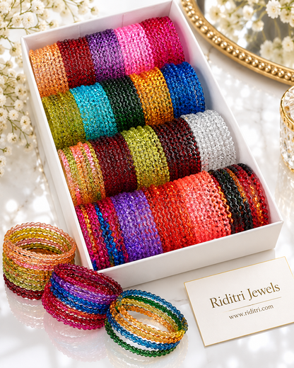 Viral Crystal Maggie Jelly Glass Bangles Box – 20 Colors