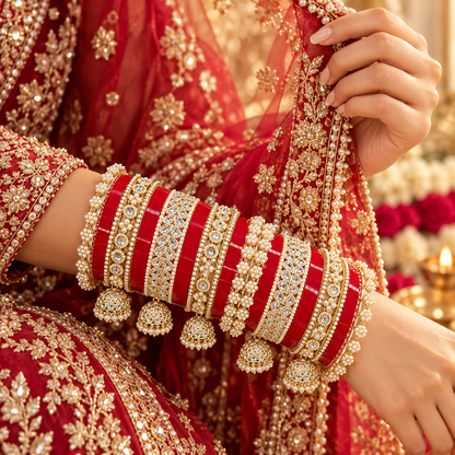Pearl Red Bridal Chooda Set