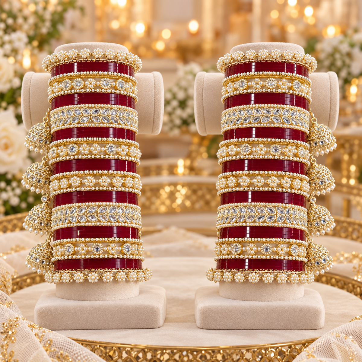 Pearl Maroon Bridal Chooda Set