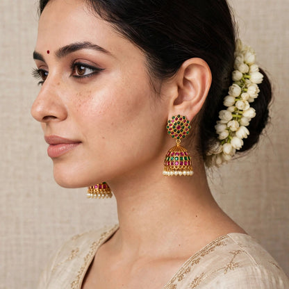 Anarkali Ruby Green Jhumka