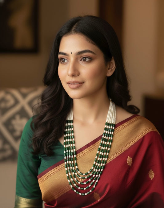 Emerald Grace Layered Beaded Necklace