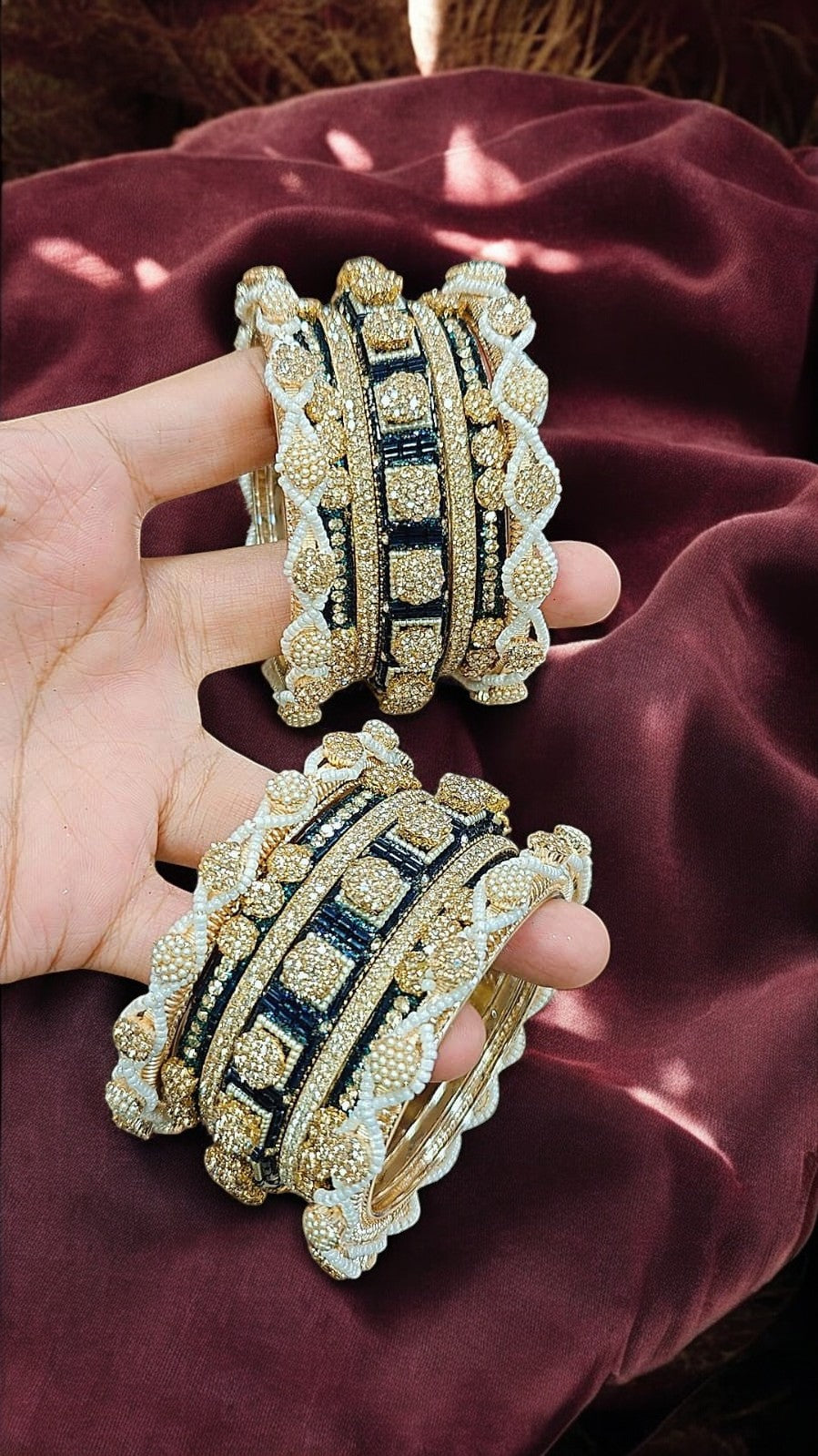 Stone Shadow Green Bangle Set