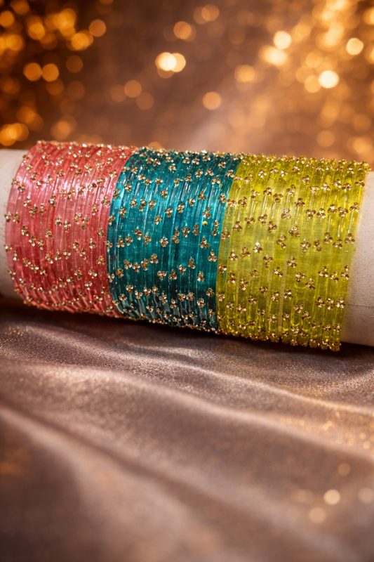 Viral Raindrop Glass Bangle Set