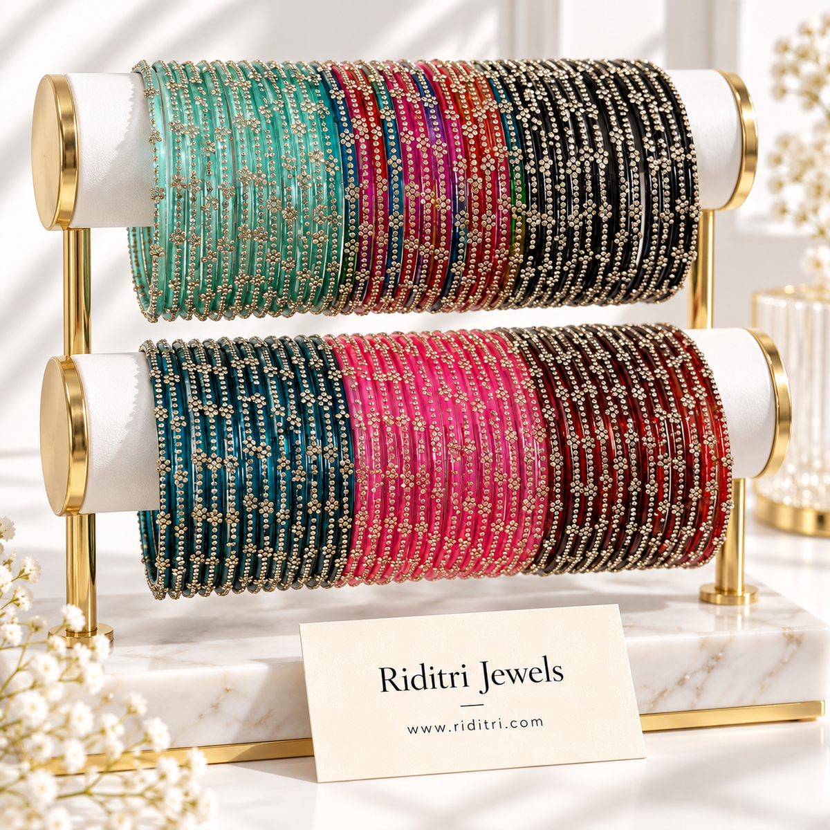 Sharanya Luxury Glass Bangles-6 Dozen