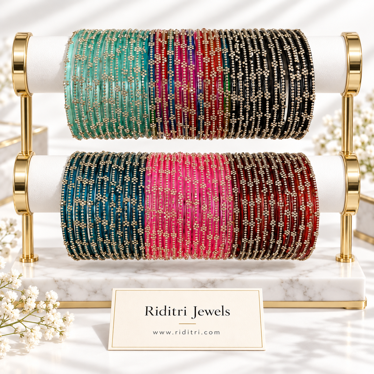 Sharanya Luxury Glass Bangles-6 Dozen