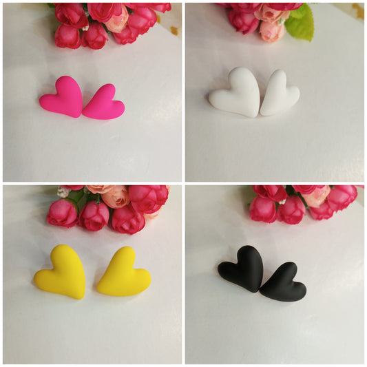 Cute Heart Shaped Matte Finish Studs Earrings