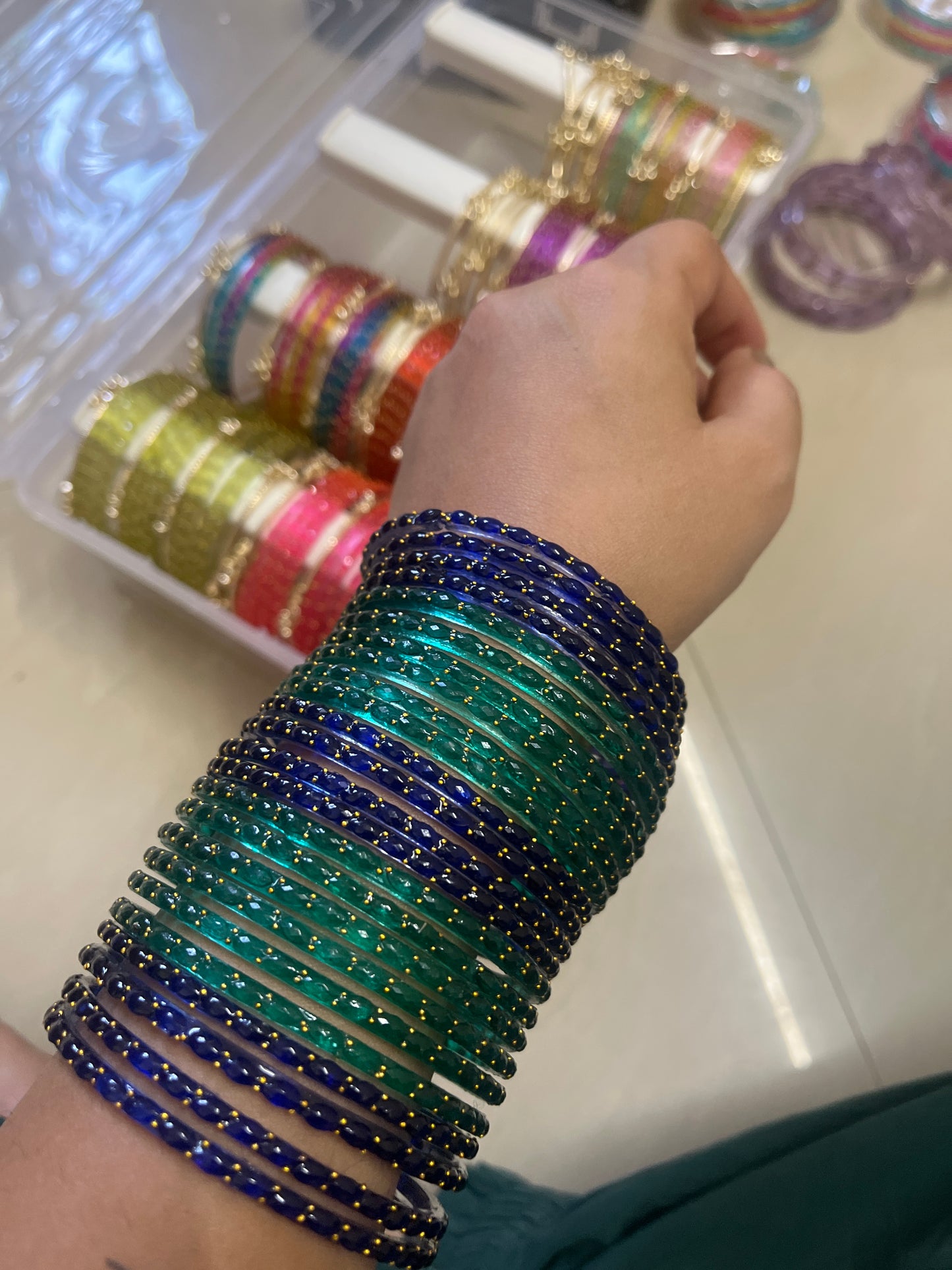 Viral Raindrop Bangles- Blue and Green