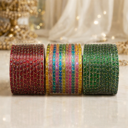 Viral Raindrop Glass Bangle Set- P123