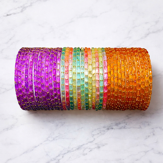 Viral Raindrop Glass Bangle Set- P124