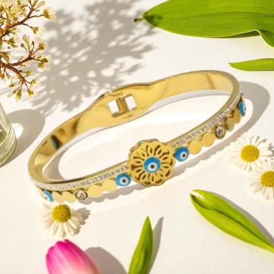 Anti Tarnish Flower Evil Eye Bracelet