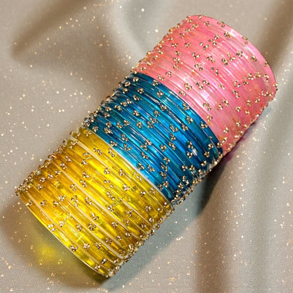 Viral Raindrop Glass Bangle Set-RDT1231