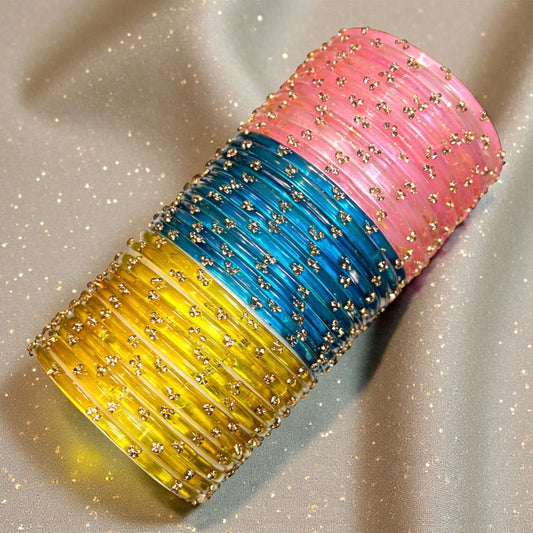Viral Raindrop Glass Bangle Set-RDT1231