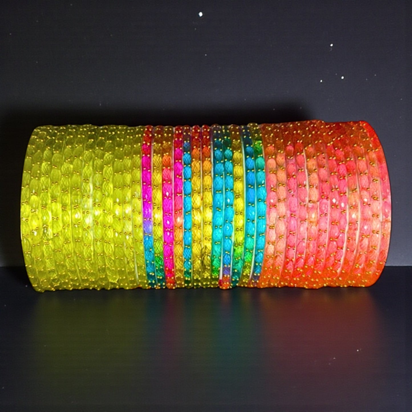 Viral Raindrop Glass Bangle Set-RDT1233