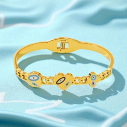 Anti Tarnish Geometric Evil Eye Bracelet