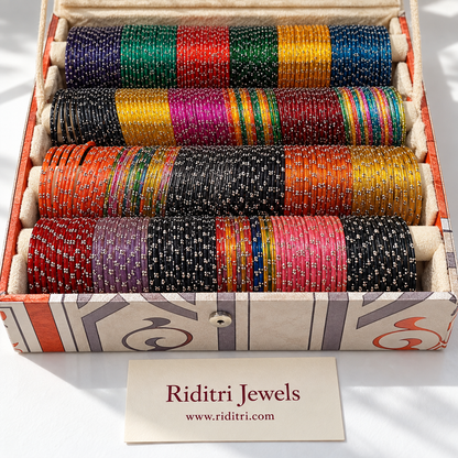 Raindrop Glass Bangles Box, 24 colours, view 2