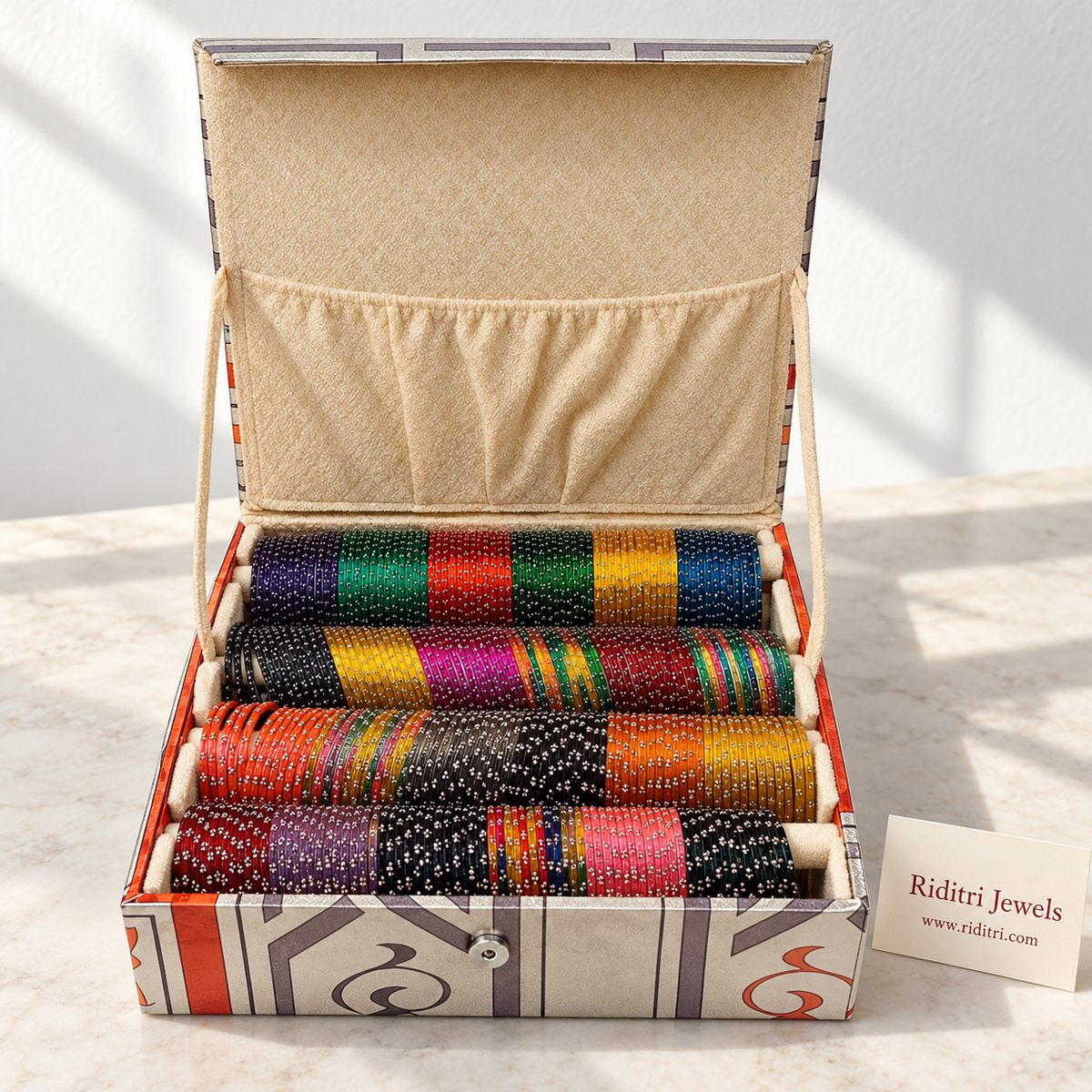 Raindrop Glass Bangles Box, 24 colours, view 3