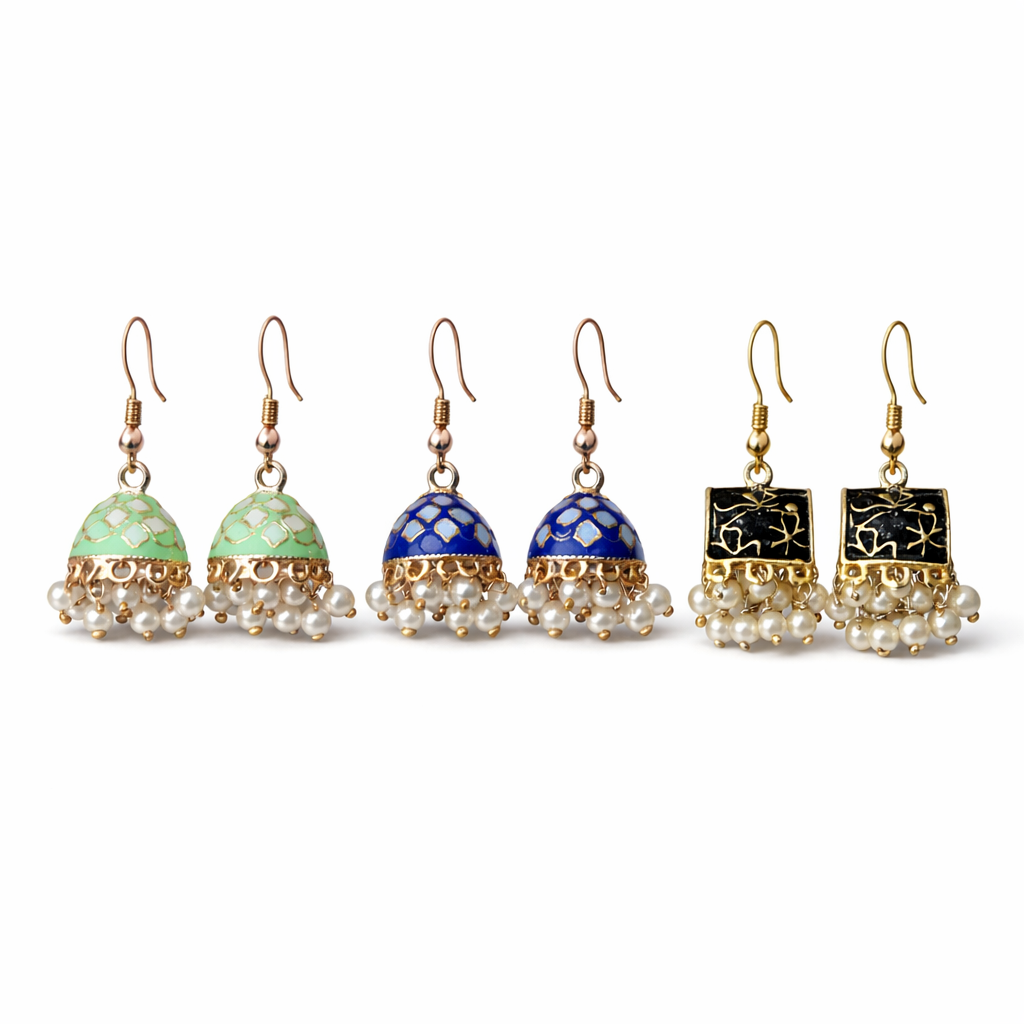 3 Jhumka Earrings Combo