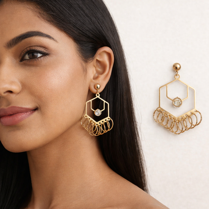 Gold Toned Drop Earrings Tangled Layer