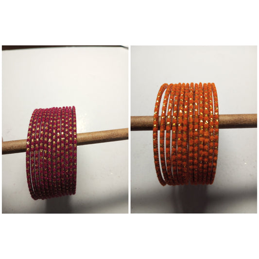 Velvet Bangles Maroon and Orange